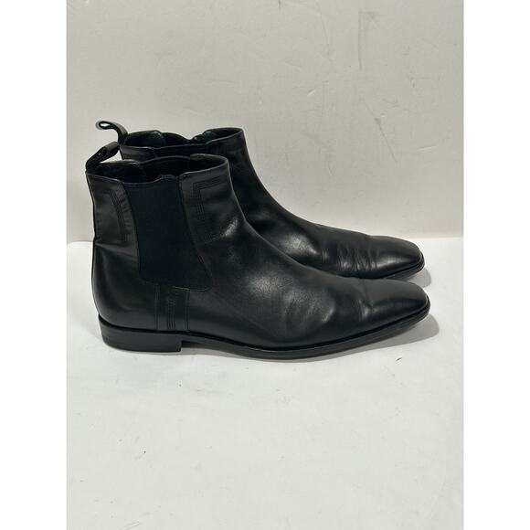 BOSS by Hugo Boss Men's Black Leather Slip On Boot Size 10 Booties Classic - Picture 1 of 9